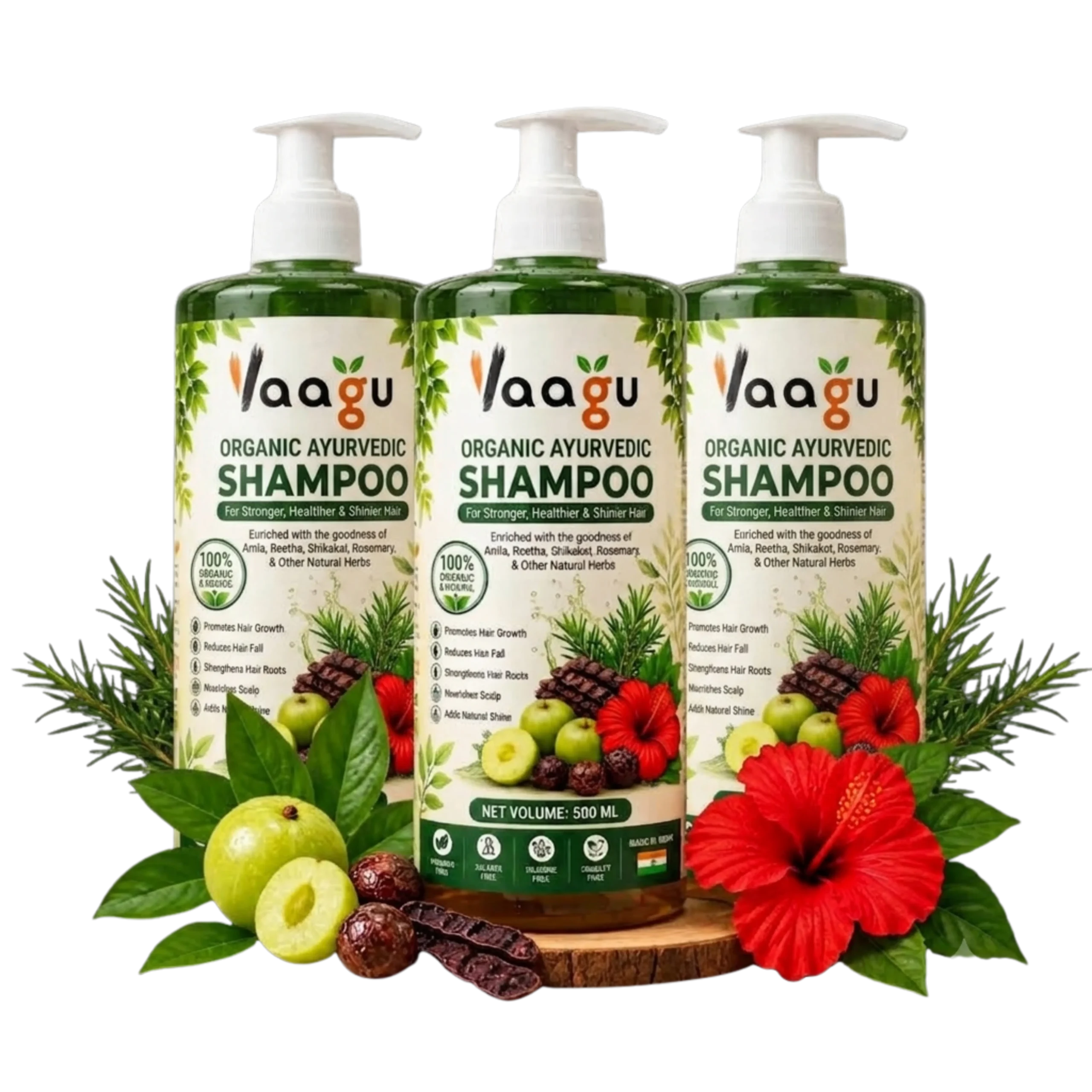 Vaagu Organic Ayurvedic Shampoo 3 Bottles
